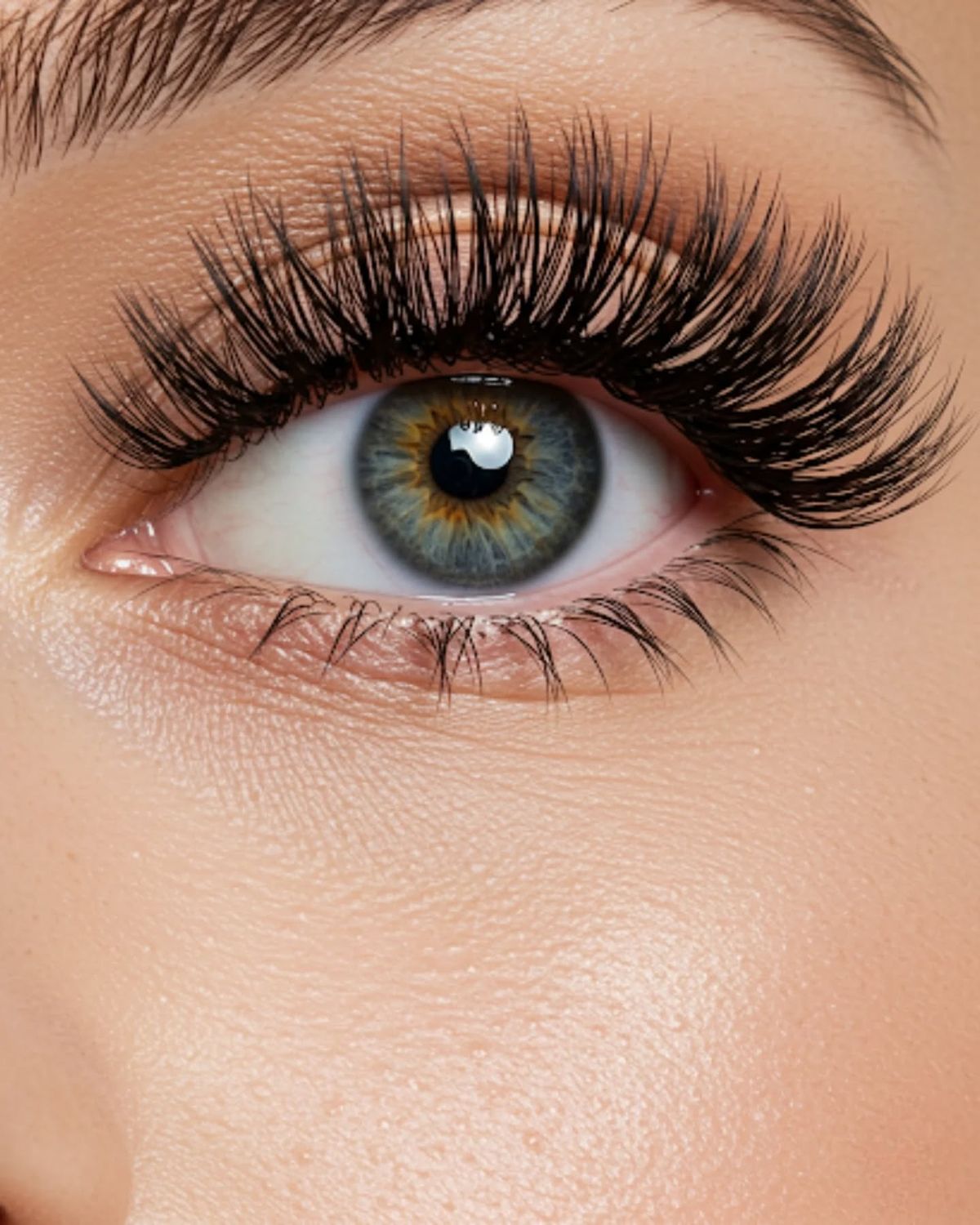close look of perfectly tinted and lifted eyelashes