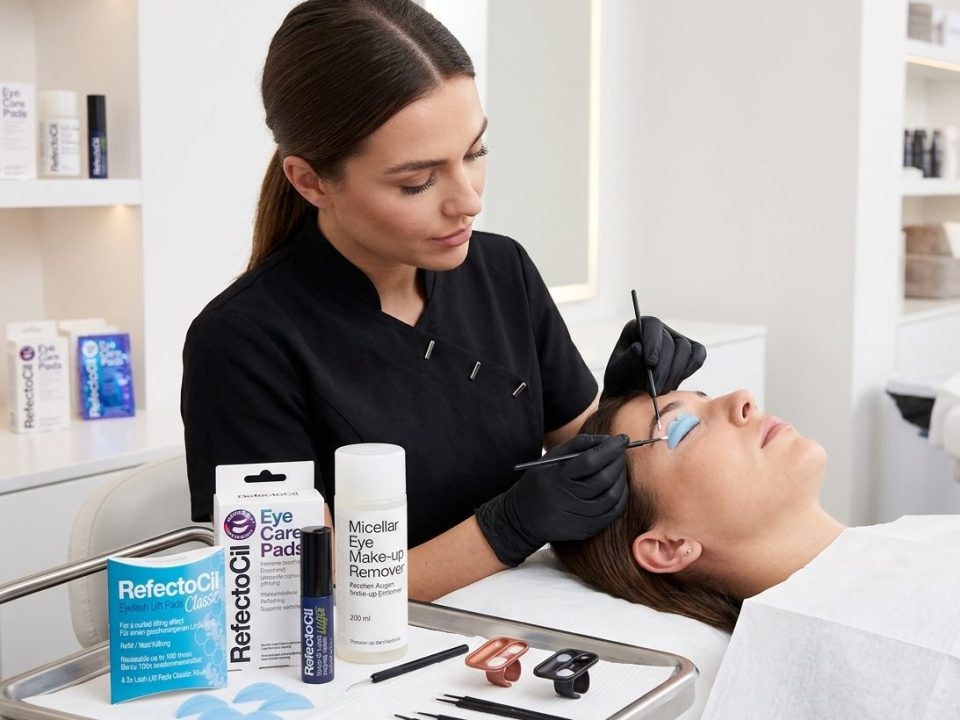 Professional lash lift treatment in salon